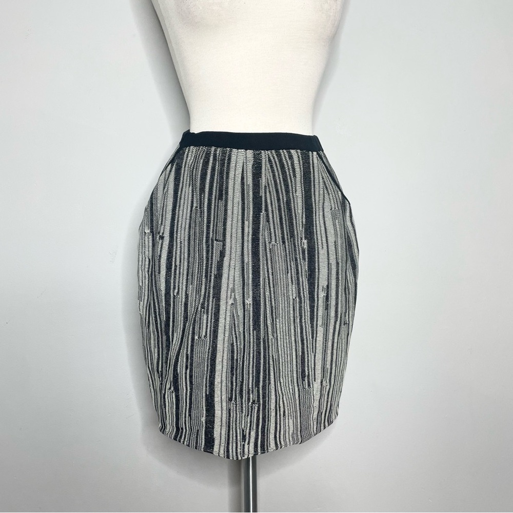 Aviù Striped Textured Knit Elastic Waist Pencil Skirt Italy Size 46